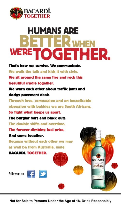Bacardi Together Manifesto Campaign: South Africa